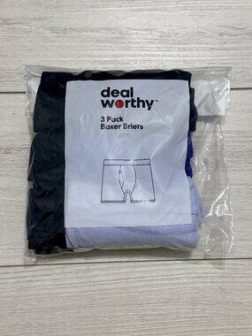 Deal Worthy Men's Boxer Briefs 3 Pack Cotton Blend Multicolored Large NEW